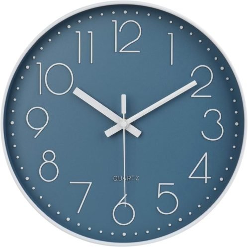 Large Wall Clock Decor for Pool Patio Home Bedroom Living 13.5 Inch, Cerulean