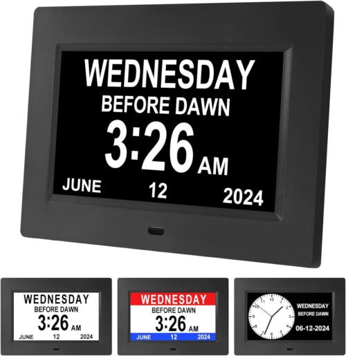 Large Wall Clock Dementia Clock for Seniors 4-Colors Large Display Digital Alarm