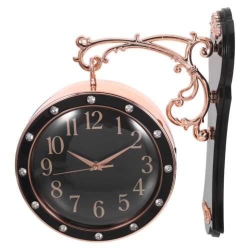 Large Wall Clock Double Sided European Style Wall Watch Non Ticking Silent
