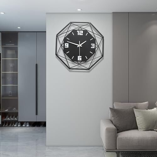 Large Wall Clock for Living Room Decor Big Decorative Modern Black 24 Inch