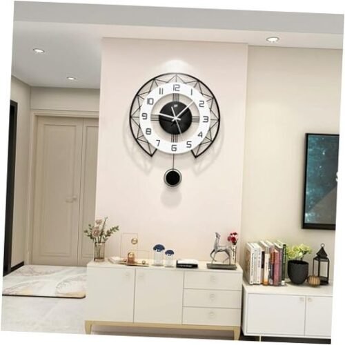 Large Wall Clock for Living Room Decor Modern Silent Pendulum Wall 17 x 20 Inch