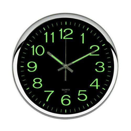 Large Wall Clock Glow In Dark Silent Quartz Indoor Outdoor Luminous Decor 12''