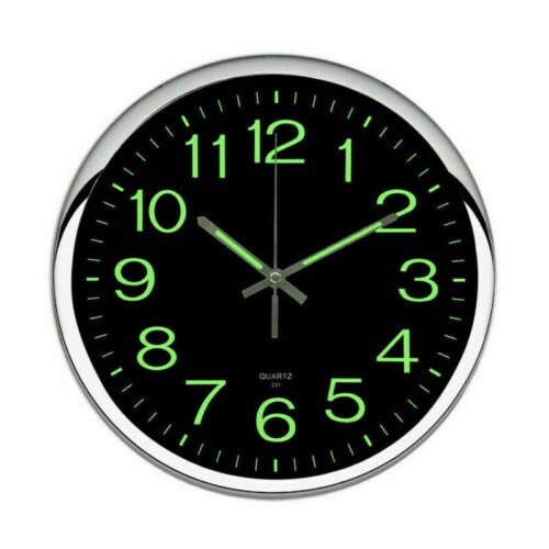 Large Wall Clock Glow In Dark Silent Quartz Indoor Outdoor Luminous Decor 12''