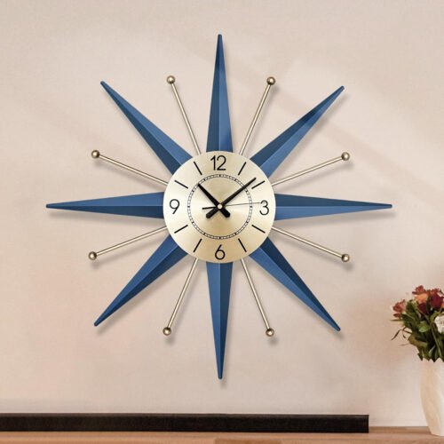 Large Wall Clock Metal Decorative, Mid Century Silent Non-Ticking Big Clocks, Mo