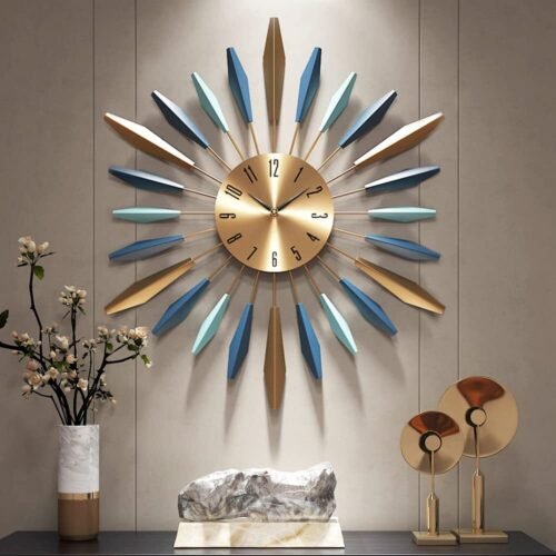 Large Wall Clock Metal Decorative Mid Century Silent Nonticking Big Clocks Moder