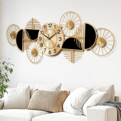 Large Wall Clock,Modern Silent Non-Ticking Metal Wall Art Wall Clocks Battery...