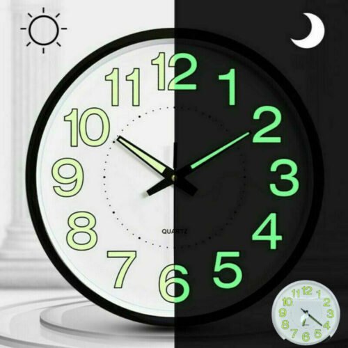 Large Wall Clock Non Ticking Silent Temperature Humidity / Luminous Home Decor