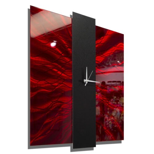 Large Wall Clock Red Black Modern Metal Wall Art Clock for Home Office Jon Allen