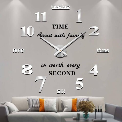 Large Wall Clocks for Living Room Decor, DIY Wall Clock Modern 3D Wall Clock wit
