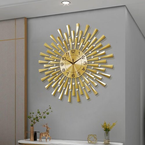 Large Wall Clocks for Living Room Decor Modern Gold Silent Wall Clock Battery...