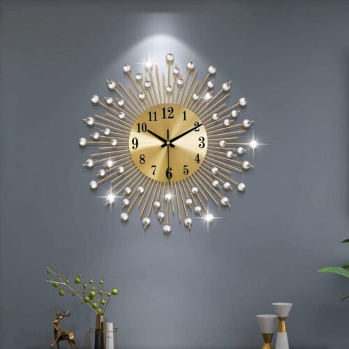 Large Wall Clocks for Living Room Decor Modern Gold Silent Wall Clock Battery Op