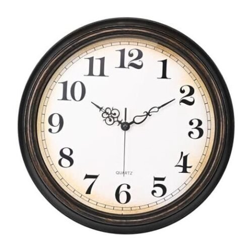 Large Wall Clock Silent Non-Ticking Vintage Wall Clocks 16 Inch 16 Bronze