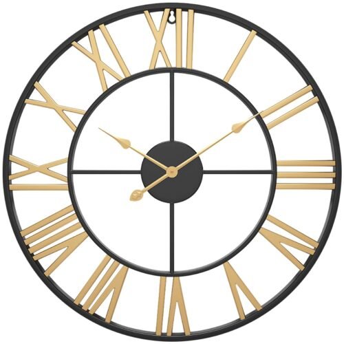 Large Wall Clocks Non-Ticking Silent 24 inch Battery Operated Oversized Metal...