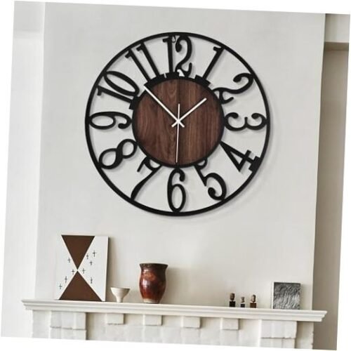 Large Wall Clocks,Silent,Non Ticking,Battery Operated Rustic Round Modern Big