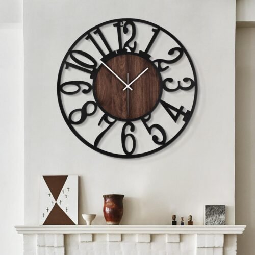 Large Wall ClocksSilentNon TickingBattery Operated Rustic Round Modern Big Wo