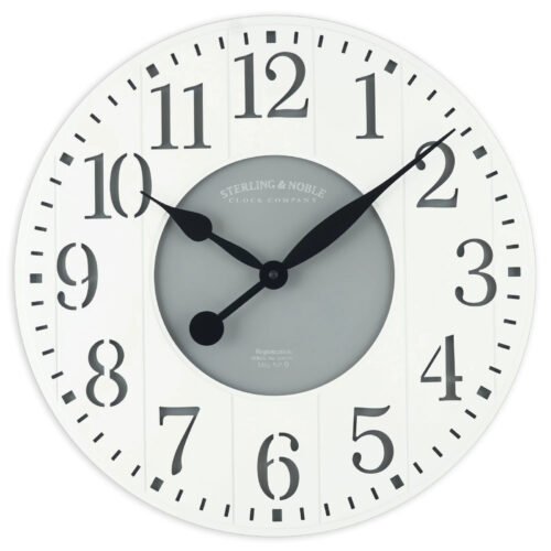 Large White, Rich Grey & Silver 24" Oversized Wall Clock , Quartz Movement -NEW