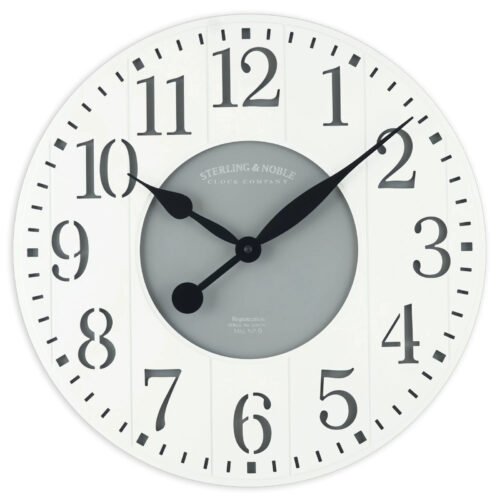 Large White, Rich Grey & Silver 24" Oversized Wall Clock , Quartz Movement -NEW
