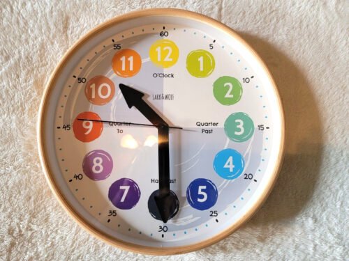 Lark&Wolf 12" Wall CLock for Kids Silent Sweep