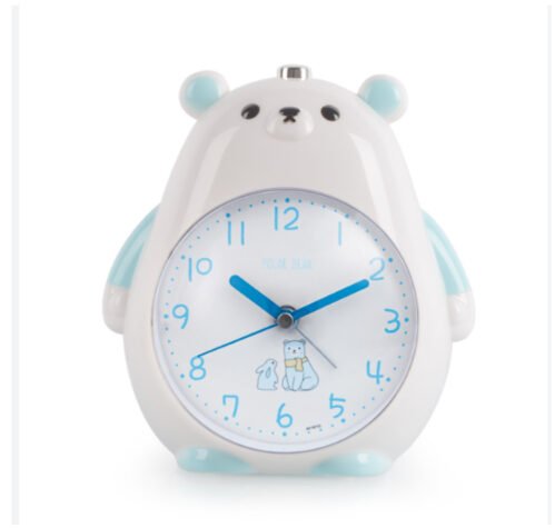 larm Clock Cute Polar Bear Alarm Clock, Silent Table Clock with Night Light