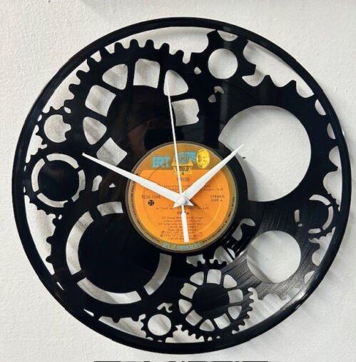 Laser Cut Gears On Prism Vinyl Record Clock