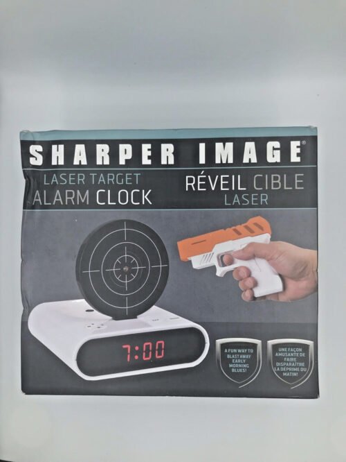 Laser Target Alarm Clock Shooting Alarm Clock by Sharper Image Original Box