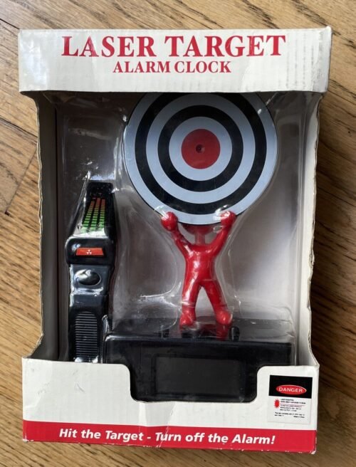 Laser Target Shooting Alarm Clock - Blast Away Early Morning Blues! - NEW in Box