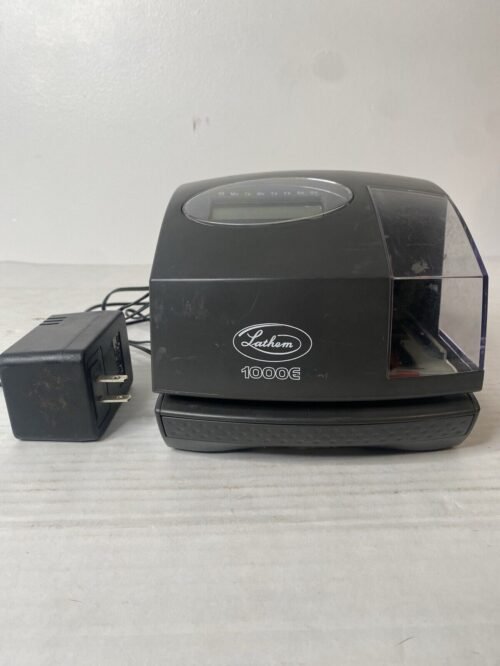 Lathem 1000E Electronic 2001 Time Recorder Time Clock E105431 Works no Key
