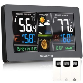 LCD 7.5 in. Color Digital Wireless Indoor/Outdoor Weather Station Thermometer with 3...