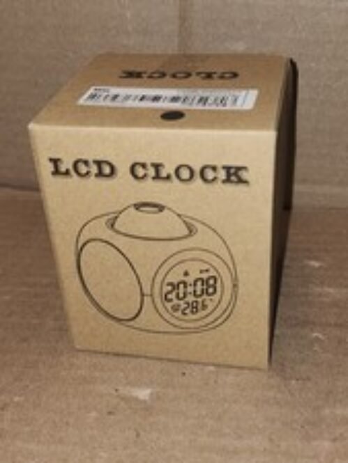 LCD Clock Alarm Clock with Time Projection Voice Reports of Time & Temp #2028