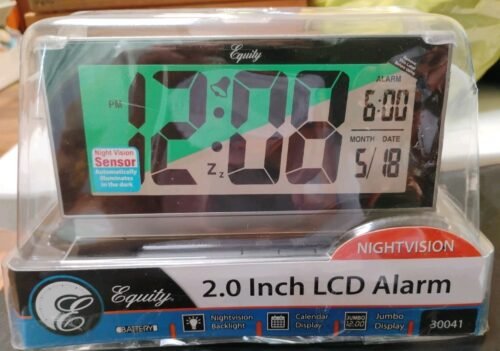 LCD Digital Alarm Clock 30041 Equity by La Crosse. Battery Powered-Jumbo 2" Nos.