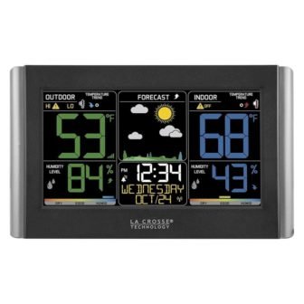 LCD Wireless Weather Station with Sensor, Customizable Alerts, Weather Forecast, Temperature, Dew...