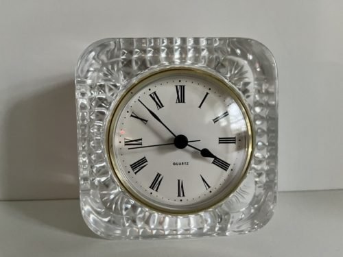 Lead Crystal Desk Clock Cristal D' Arques France Quartz 4 x 4 Clear