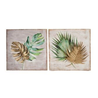 Leaf Plaque Metal Work (Set of 2)