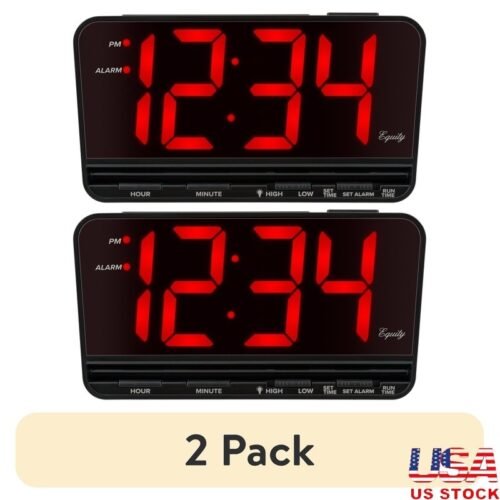 LED Alarm Clock Jumbo Numbers Brightness Control Snooze Function Battery Backup