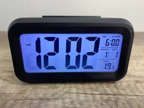 LED Alarm Clock Night Light Snooze Indoor Temp Date Modern Digital Works