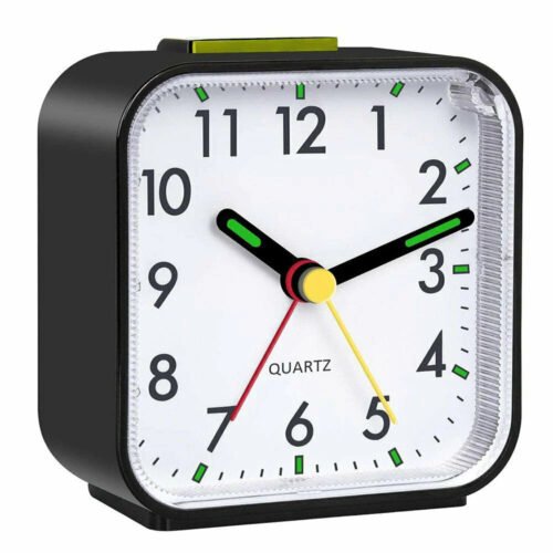 LED Alarm Clock โ Quiet Non-Ticking Nightlight with Snooze, Battery Powered