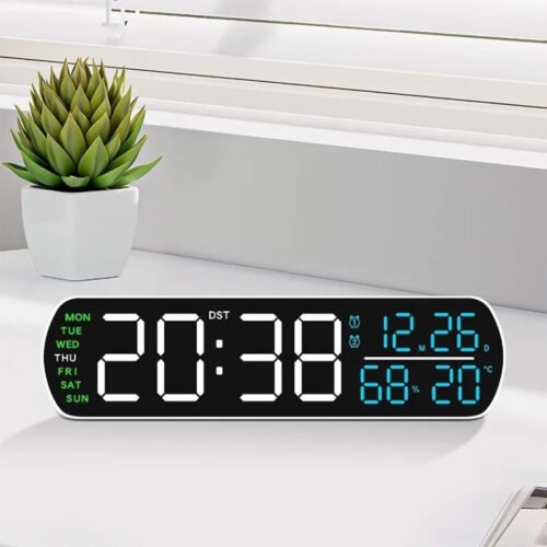 LED Alarm Clock TEMP Humidity Date Week Display Dual Alarm Timer Countdown DST S