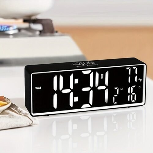 LED Alarm Clock Two Sets of Alarm Rechargeable Voice Activated Digital Clock USA