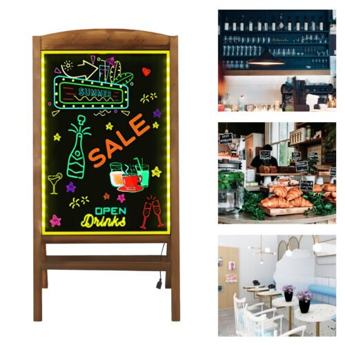 LED Chalkboad Single Side Shop Sidewalk Sign Message Board with Power Cord NEW