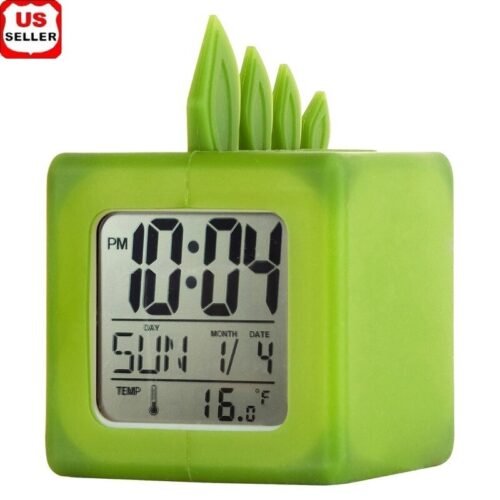 LED Color Changing Green Dinosaur Alarm Green Cube Alarm Digital Clock Durable