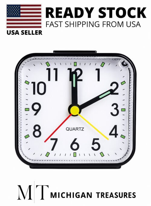 LED Desk Alarm Clock Nightlight Snooze Quiet Non Ticking Battery Powered Bedroom