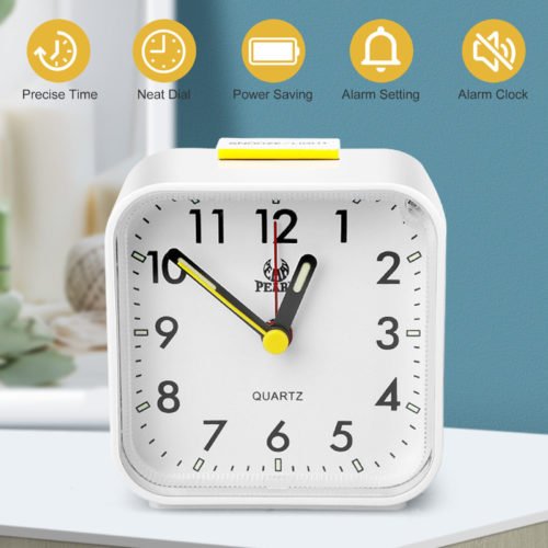 LED Desk Alarm Clock Nightlight Snooze Quiet No Ticking Battery Powered Bedroom