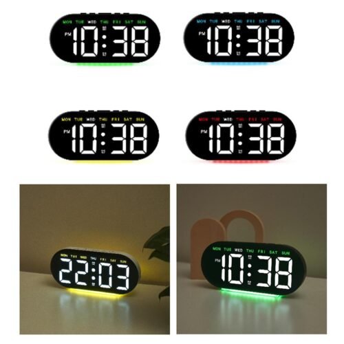 LED Digital Alarm Clock Date Week Adjustable with Ambient Light, Modern,
