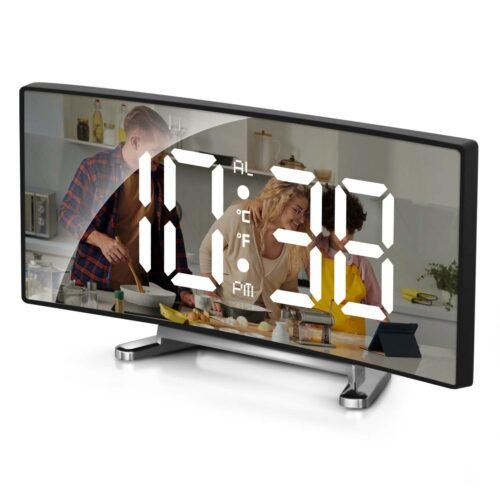 LED Digital Alarm Clock for Bedrooms Small Electric Desk Clock with USB