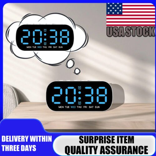LED Digital Alarm Clock Large Display Battery Backup and Snooze with Time Memory