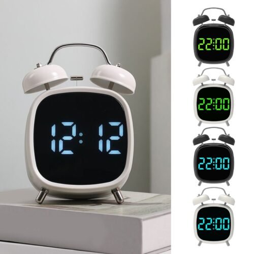 LED Digital Alarm Clock Loud Bell for Bedrooms Living Room Bedside
