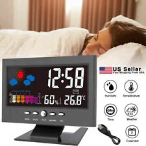 LED Digital Alarm Clock Snooze Calendar Thermometer Hygrometer Weather Display