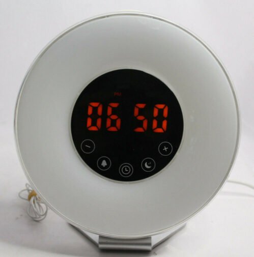 LED Digital Alarm Clock Sunrise Light Simulation Nature Sound Bedside Radio Lamp