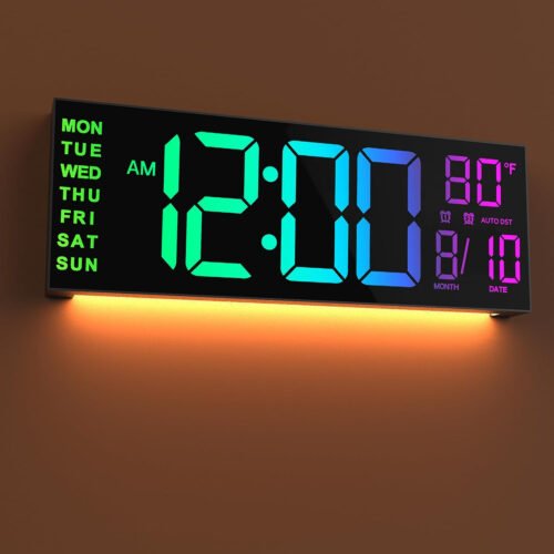LED Digital Alarm Clock Wall Desk Alarm Remote Control Large Digital Display 16"