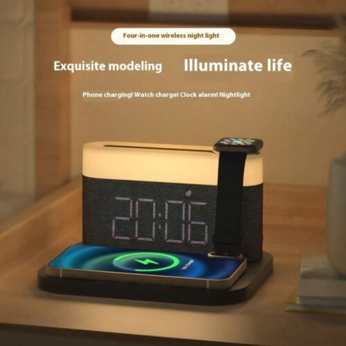 LED Digital Alarm Clock,Wireless Charging, Touch Control, Night Light for iPhone